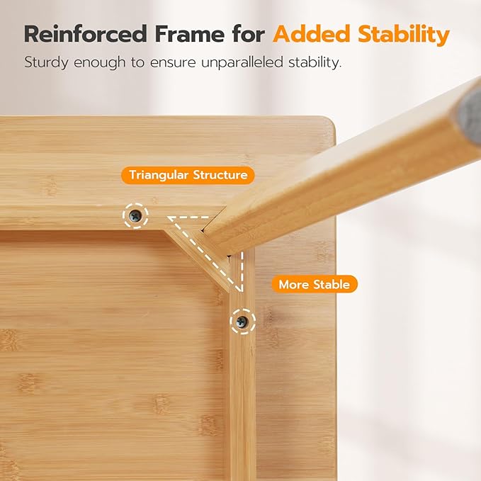 HOOBRO Bamboo Dining Table, Square Dining Table for 2, 27.6" Kitchen Table for Small Space, Writing Table, Easy to Assemble, for Dining Room, Living Room, Office, Kitchen, Apartment, Natural YL70CZ01 - LeafyLoom