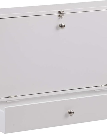 SEI Furniture Willingham Wall Mount Folding Desk, White - LeafyLoom