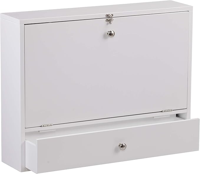 SEI Furniture Willingham Wall Mount Folding Desk, White - LeafyLoom