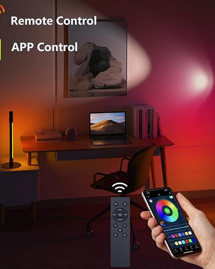 Sinvitron 360°Rotating Led Floor Lamp with Spotlight,16 Million DIY Colors,Music Sync & 213 Dynamic Mode, RGBW LED Corner Lights with App&Remote for Bedroom Living Room Gaming Room - LeafyLoom