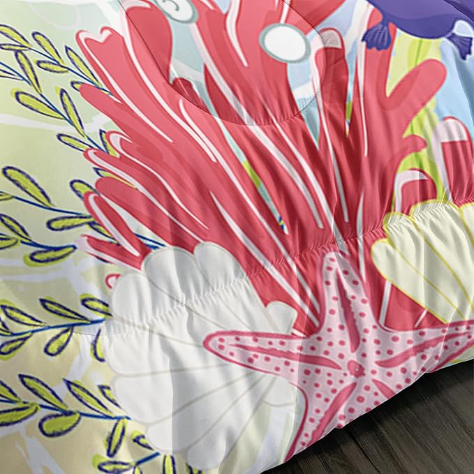 CVHOUSE Mermaid Comforter Set,Ocean Sea Mermaid Bedding Set for Girls Kids Teens,Mermaid Comforter Butterflies Duvet Set Room Decor Quilt Set Twin Size - LeafyLoom