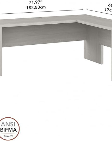 Bush Business Furniture Echo L Shaped Computer Desk, 72W, Gray Sand - LeafyLoom