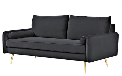 Kent Modern Sofa, European Style Velvet Living Room Furniture with Tapered Legs, Vintage Flair, and Sleek Design, Black - LeafyLoom