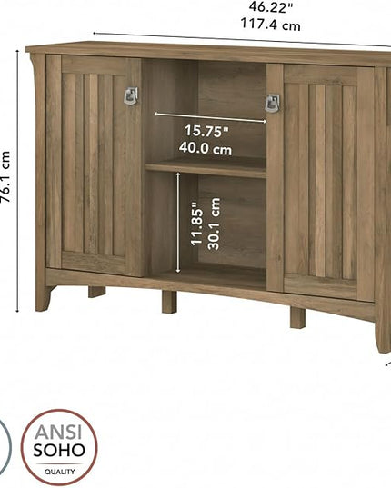 Bush Furniture Salinas Accent Storage Cabinet with Doors in Reclaimed Pine - LeafyLoom