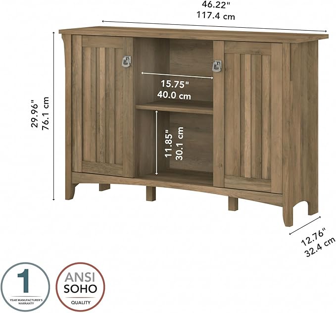 Bush Furniture Salinas Accent Storage Cabinet with Doors in Reclaimed Pine - LeafyLoom