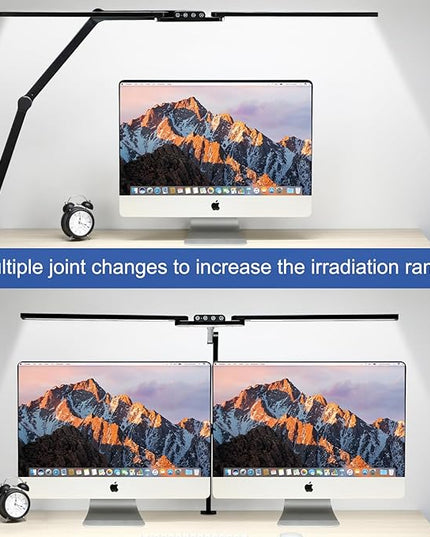 Bright Desk Lamps for Office Home, 24W Large Swing Arm Bar LED Desk Light with Clamp, Auto Dimming Task Lamp for Monitor Work Study - LeafyLoom