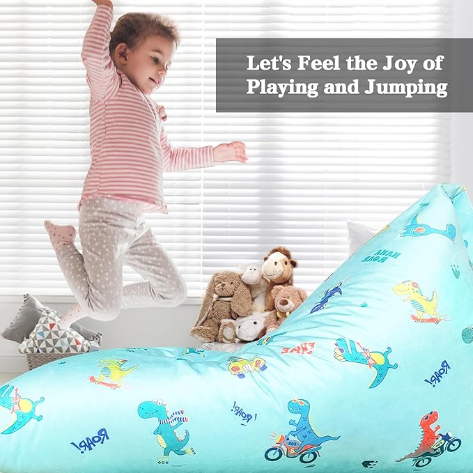 Jorbest Stuffed Animal Storage, Dinosaur Bean Bag Chair, Stuffed Animal Storage Bean Bag Chair for Kids and Adults, Dinosaur Bean Bag for Boys and Girls - Cover ONLY (Dinosaur 200L/52 Gal) - LeafyLoom