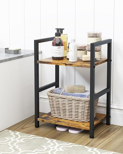 Small Bookshelf for Small Space, 2 Tier Industrial Bookcase,Narrow Book Case Storage Organizer Book Shelf for Living Room, Bedroom and Office, Easy Assembly(2 Tier,Rustic Brown) - LeafyLoom