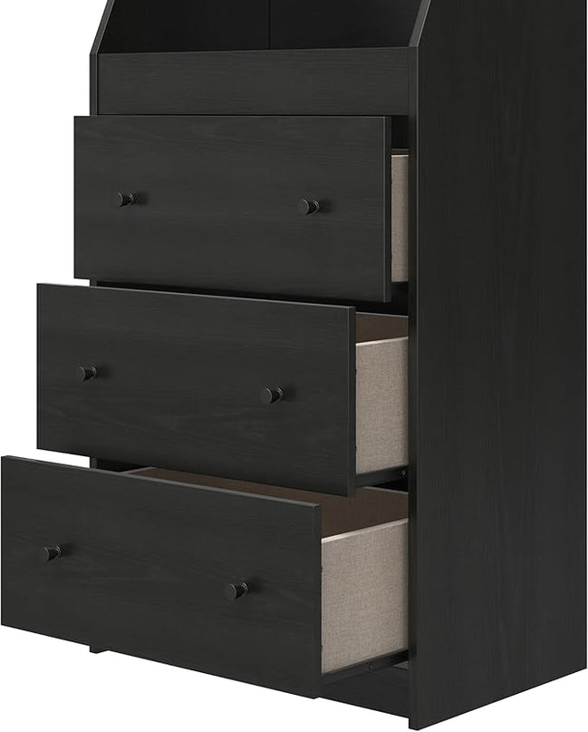 Ameriwood Home The Loft 3 Drawer Dresser, Black Oak - LeafyLoom