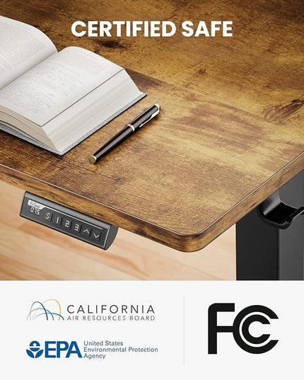 ErGear Electric Standing Desk with Full Size Keyboard Tray, Adjustable Height Sit Stand Up Desk, Home Office Desk Computer Workstation, 48x24 Inches, Vintage Brown - LeafyLoom