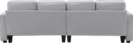 104" Modern Sofa, 4-seat Couch with Armrest Pockets and 4 Pillows for Living Room, Apartment, 104inch, Light Gray - LeafyLoom