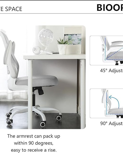 Office Chair Mesh Desk Chair with Flip Up Armrests Computer Chair Lumbar Support Ergonomic Chair Adjustable Swivel and Height Gaming Chair for Adults and Teens (NEW-GREY, Classic) - LeafyLoom