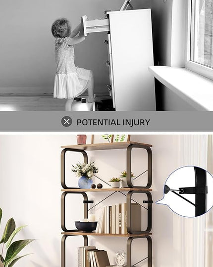 zbet 5 Tier Bookshelf, Modern Sturdy Bookcase,Industrial Metal and Wood Shelf, Tall Free Standing Book Shelf for Living Room, Bedroom, Kitchen and Home Office(Rustic Brown) - LeafyLoom