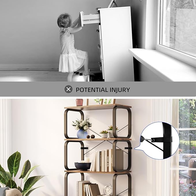 zbet 5 Tier Bookshelf, Modern Sturdy Bookcase,Industrial Metal and Wood Shelf, Tall Free Standing Book Shelf for Living Room, Bedroom, Kitchen and Home Office(Rustic Brown) - LeafyLoom