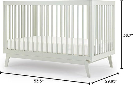 dadada Baby Soho 3-in-1 Convertible Crib to Toddler Bed – Wooden Crib Made in Italy, GREENGUARD Gold Certified Small Baby Crib – Baby-Safe Finish, Modern Design (Sage) - LeafyLoom