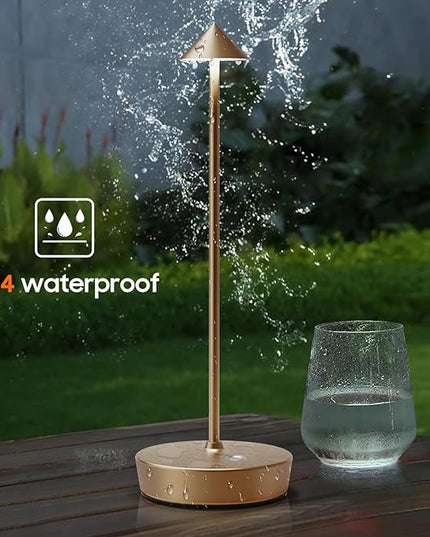 Set of 2 Rechargeable Cordless Table Lamp,6000mAh LED Battery Operated Desk Lamp Touch 3 Color Dimming Portable Outdoor Waterproof Table Light for Patio/Restaurant/Dining/Home (Bronze) - LeafyLoom