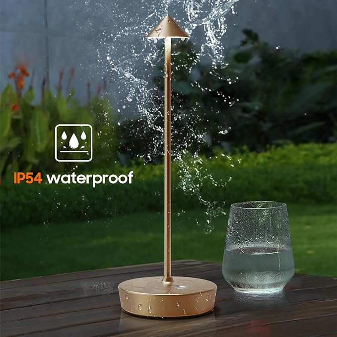 Set of 2 Rechargeable Cordless Table Lamp,6000mAh LED Battery Operated Desk Lamp Touch 3 Color Dimming Portable Outdoor Waterproof Table Light for Patio/Restaurant/Dining/Home (Bronze) - LeafyLoom