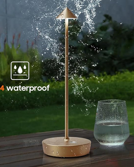 Rechargeable Cordless Table Lamp, 6000mAh LED Battery Operated Desk Lamp Touch 3 Color Stepless Dimming Portable Outdoor Waterproof Table Light for Patio/Restaurant/Dining/Home(Bronze) - LeafyLoom