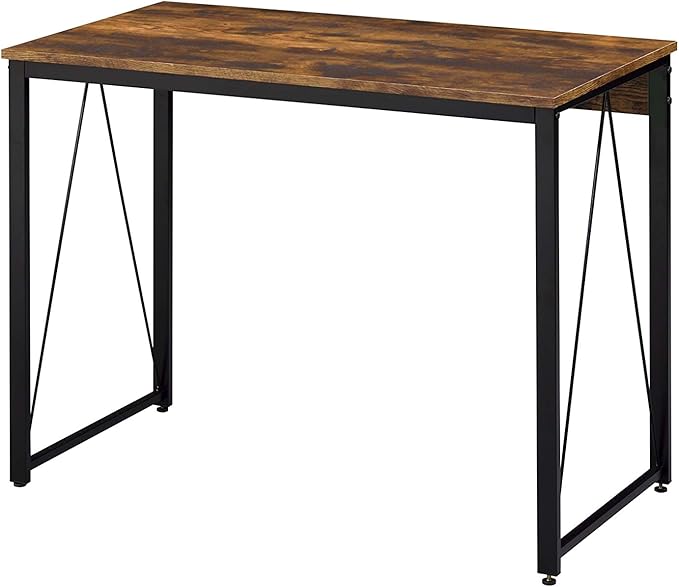Acme Zaidin Wooden Rectangle Top Writing Desk in Weathered Oak and Black - LeafyLoom