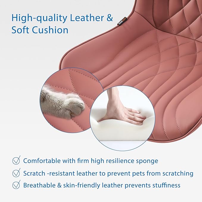 YOUNIKE Office Chair, Armless Desk Chair with Wheels, Home Office Computer Task Chairs, Modern Faux Leather Upholstered Vanity Chair, Adjustable Swivel Rocking Chair with Back, Dusty Rose - LeafyLoom
