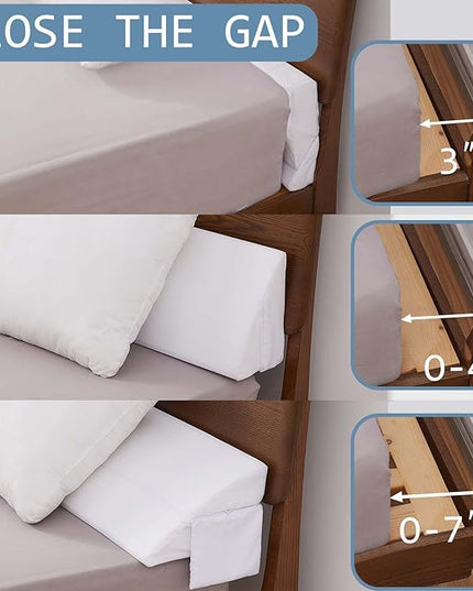 Limthe Bed Wedge Pillow for Headboard King Size,Bed Gap Filler Adjustable,Mattress Gap Filler,Foam Triangle Bloster Pillow Stopper Fill Gap (0-7") Between Headboard/Wall and Mattress White 76"x10"x6" - LeafyLoom