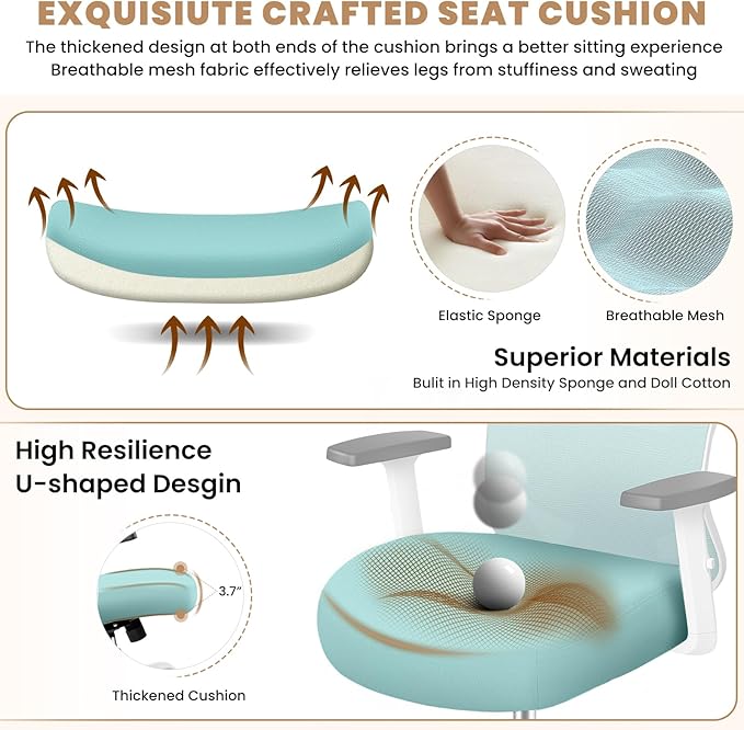 Office Chair Ergonomic Desk Chair with Adjustable Lumbar Support, Swivel Comfy Computer Chair Heavy Duty Executive Chair for Home Office - LeafyLoom