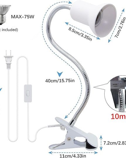 Flexible Clip Lamp Holder Clip Desk Lamp Holder Clamp Lamp Fixture with 40CM Swing Arm Clamp Clip on Light for Reading Bed Headboard Computer Home Office - LeafyLoom