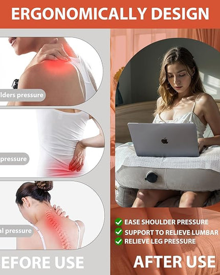 Gaming Pillow for Lap Desk Stable, Inflatable Reading Pillow for Gaming Sitting in Bed Adjustable, Soft Lap Desk Pillow for Adult, Cozy Lounge Lap Cushion, Lap Pillow for Reading - LeafyLoom