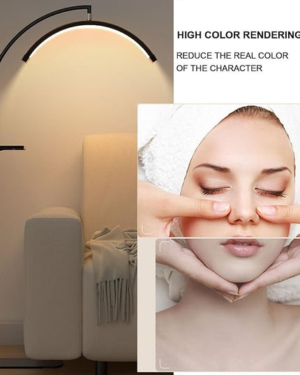 Eyelash LED Floor Light Estheticians Light, Tattoo Light, Pmu Lamp, Facialist Moon Lamp, Lighting for Beauty Filming and Content Creation (28IN, White) - LeafyLoom