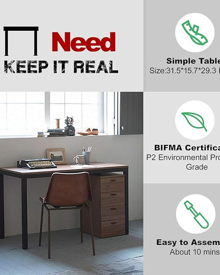 Need Small Computer Desk 31-1/2'' Sturdy and Heavy Duty Writing Desk for Small Spaces and Small Desk Study Table Laptop Desk- AC3BB-80-40 - LeafyLoom