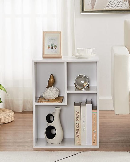 VECELO 3-Cube Small Bookshelf, Modern Bookcases with Shelves Height Up to 12.8 Inches, Suit for Common Size TextBook, Vertical or Horizontal, Cubby Storage Organizer,Pearl White - LeafyLoom
