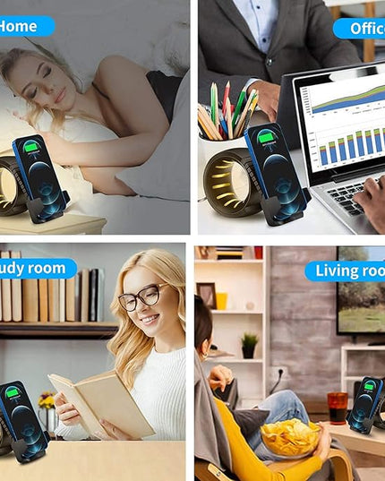 LED Desk Lamp with Wireless Charger, Dimmable Table Lamp with 3 Level Brightness, Cute Beside Lamp , Night Light for Living Room, College Dorm, Office - LeafyLoom