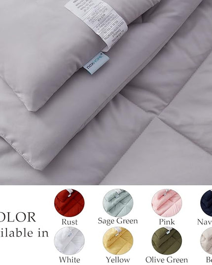NexHome Queen Comforter Set, 7-Pieces Light Grey Bed in a Bag Queen Size Reversible Comforter All Season Soft Bedding Sets with Comforter, Flat Sheet, Fitted Sheet, Pillowcases & Shams - LeafyLoom