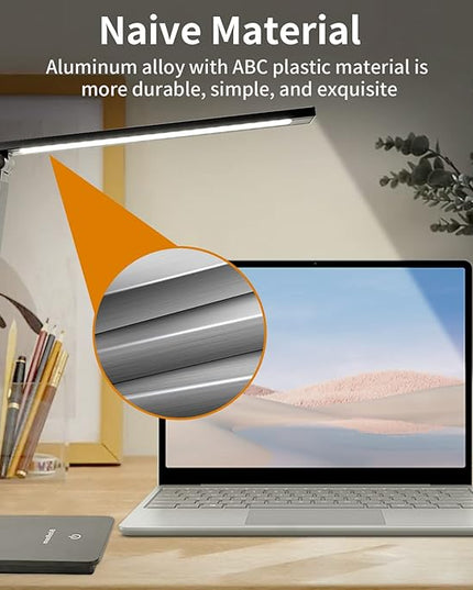 Eye-Caring Table Lamp with 3 Brightness Levels - 7W, 6000K, Black - Illuminate Your Workspace with Our Adjustable LED Desk Lamp - Perfect for Work, Study, and Reading - Adapter Included - LeafyLoom