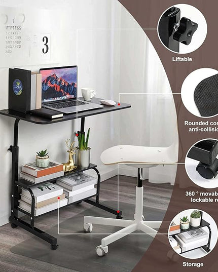 Laptop Desk Removable and Adjustable Height Table for Bedroom Bedside Table Lazy Sofa Table Minimalist Office Desk Home Student Writing Desk Desk, Small Standing Desk with Storage TV Tray Table.Black - LeafyLoom