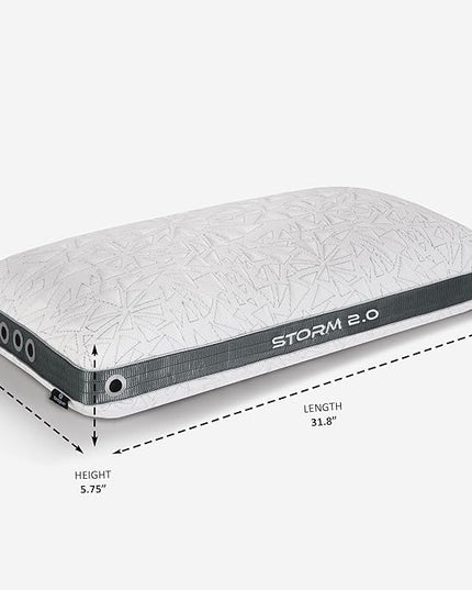 Bedgear Storm King Performance Pillow - Size 2.0 - Cooling Bed Pillow for Hot Sleepers - Medium Pillow for All Sleep Positions, Hypoallergenic, Washable & Removable Cover - 20" W x 36" L x 5.75" - LeafyLoom