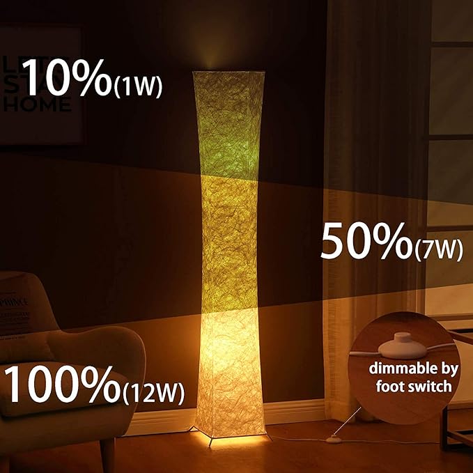 LEONC Design 61'' Creative LED Floor Lamp, Softlighting Minimalist Modern Contemporary with Fabric Shade & 2 Bulbs Floor Lamps for Living Room Bedroom Warm Atmosphere(Tyvek Dupont 10 x 10 x 61 inch) - LeafyLoom