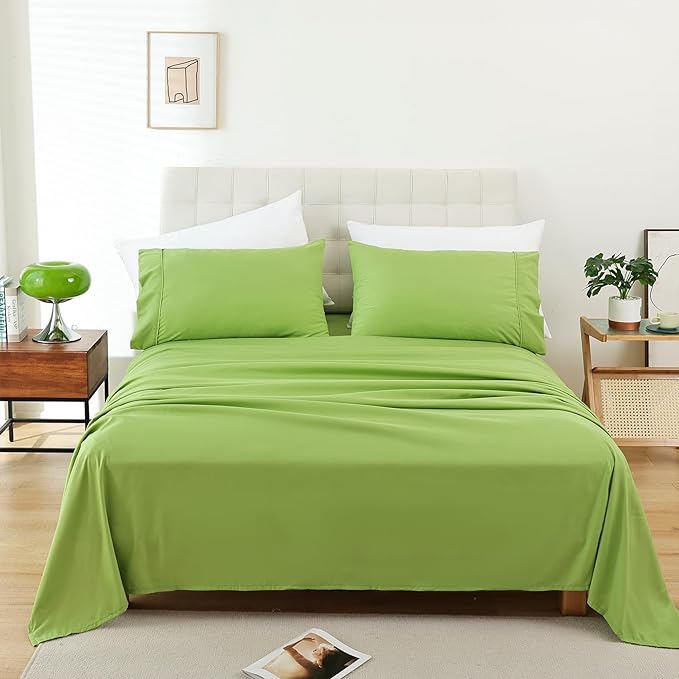 Whitney Home Textile King Sheet Set - 4 Piece Luxury Cooling Bed Sheets for King Size Bed, Silky Soft Sheets 16" Deep Pocket, Hotel Bedding Sheets and Pillowcases, Wrinkle Free Oeko-Tex Sheets - LeafyLoom