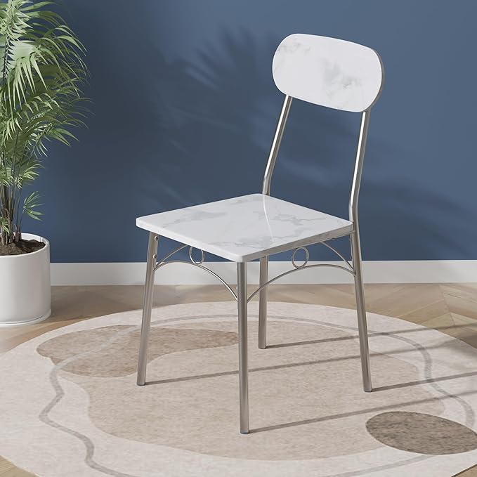 VECELO Dining Table Set for 4 5 Piece Dinette with Chairs for Kitchen, Breakfast Nook and Small Space, 43.3", White - LeafyLoom