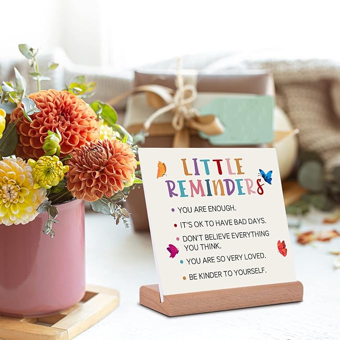 TIKTREE TIKTREE Inspirational Gifts For Women, Cheer Up Gifts for Women, Gifts for College Girls, Positive Home Office Sign With Wooden Stand for Home Office Desk Decorative Signs Plaques - LeafyLoom