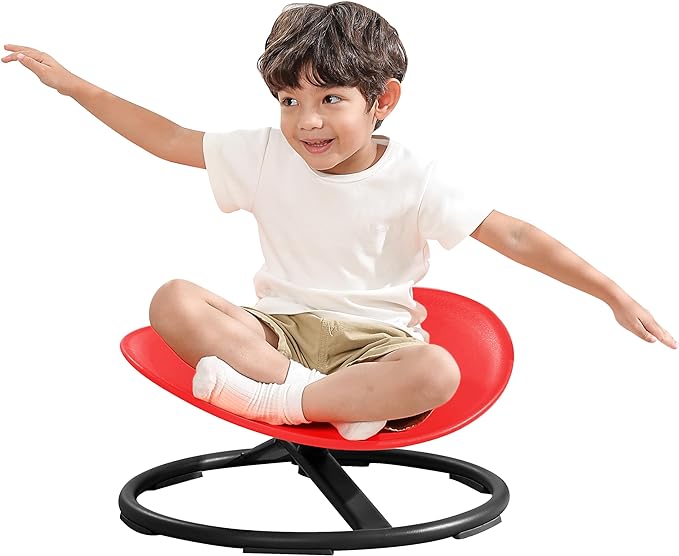 Sensory Toys for Kids Autism Sensory Products Sit and Spin Autism Toys Sensory Chair Spinning Chair ADHD Chair Swivel Chair Training Body Coordination (Red) - LeafyLoom