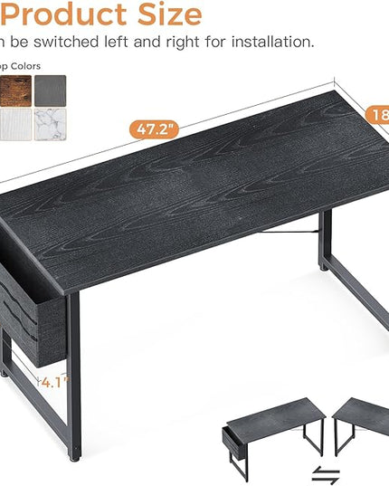 ODK Computer Desk Large Office Desk, 48 Inch Gaming Desk with Storage, Modern PC Desk Work Table with Headphone Hook for Home Office, Gray - LeafyLoom