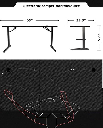 TOPSKY Gaming Desk Large Surface 63’’x31.5’’ with Cup Holder, Headphone Hook and Cable Management (Black) - LeafyLoom