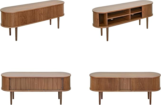 55’’ TV STAND with Storage and Shelves designed to fit 32’’ - 60’’ TVs. Wood Entertainment Center for Living Room and Bedroom, Media Console and Modern TV Console Table (Walnut) - LeafyLoom