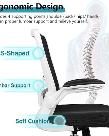 FelixKing Ergonomic Office Chair, Adjustable Lumbar Support, Breathable Mesh Fabric, Durable and Reliable, White - LeafyLoom