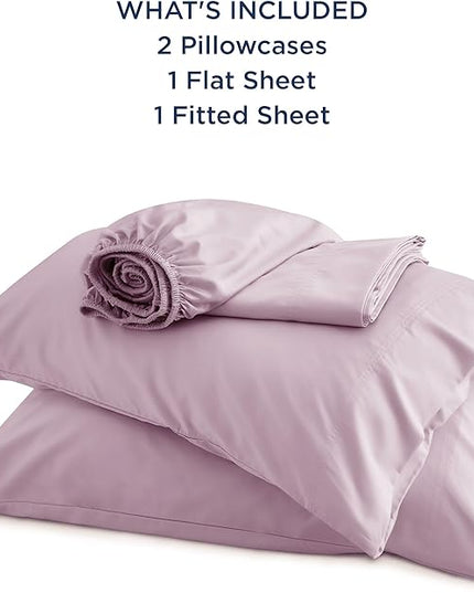 Bedsure King Size Sheet Set, Cooling Sheets King, Rayon Derived from Bamboo, Deep Pocket Up to 16", Breathable & Soft Bed Sheets, Hotel Luxury Silky Bedding Sheets & Pillowcases, Lavender - LeafyLoom