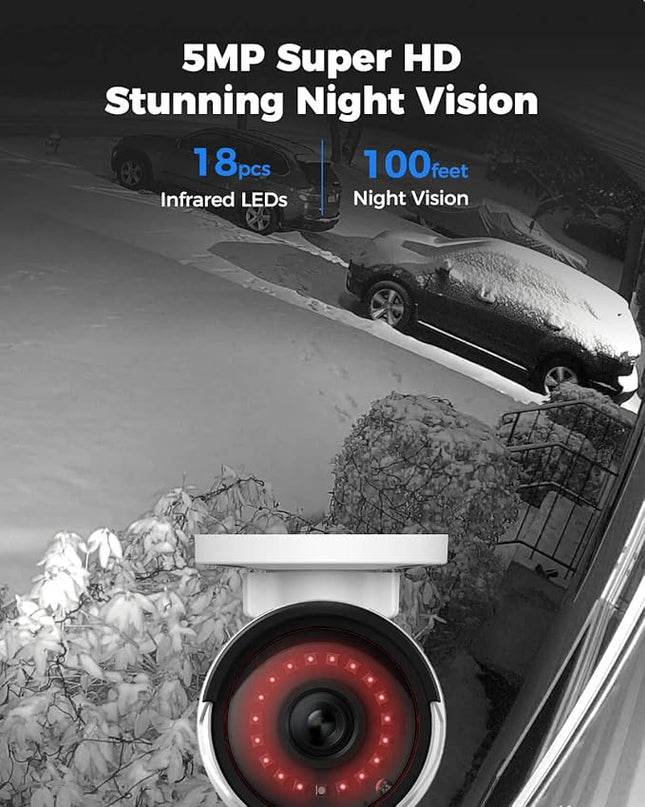 REOLINK 16CH 5MP Home Security Camera System, 8pcs Wired Outdoor PoE IP Cameras with Person/Vehicle/Pet Detection, 8MP 16CH NVR with 4TB HDD for 24-7 Recording, RLK16-410B8-5MP REOLINK