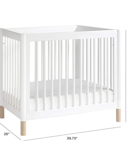 Babyletto Gelato 4-in-1 Convertible Mini Crib in White and Washed Natural, Greenguard Gold Certified - LeafyLoom