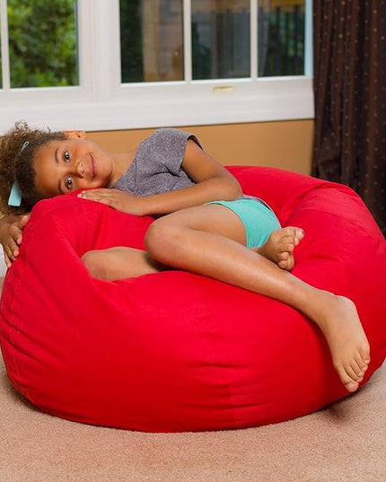 Posh Creations Bean Bag Chair for Kids, Teens, and Adults Includes Removable and Machine Washable Cover, Solid Red, 38in - Large - LeafyLoom