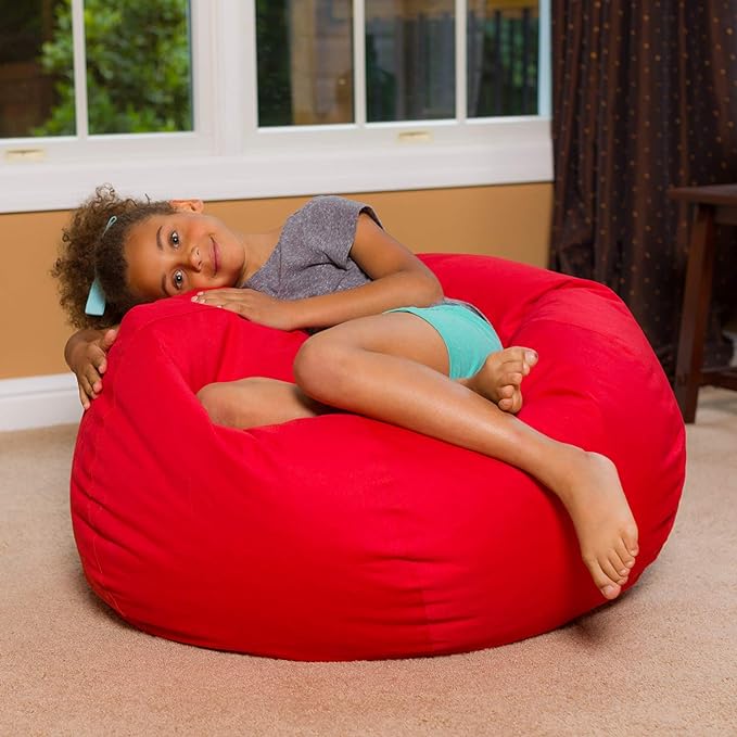 Posh Creations Bean Bag Chair for Kids, Teens, and Adults Includes Removable and Machine Washable Cover, Solid Red, 38in - Large - LeafyLoom
